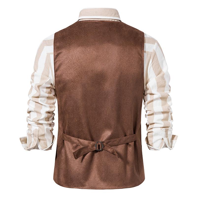 Chaleco de gamuza vintage con cuello en V