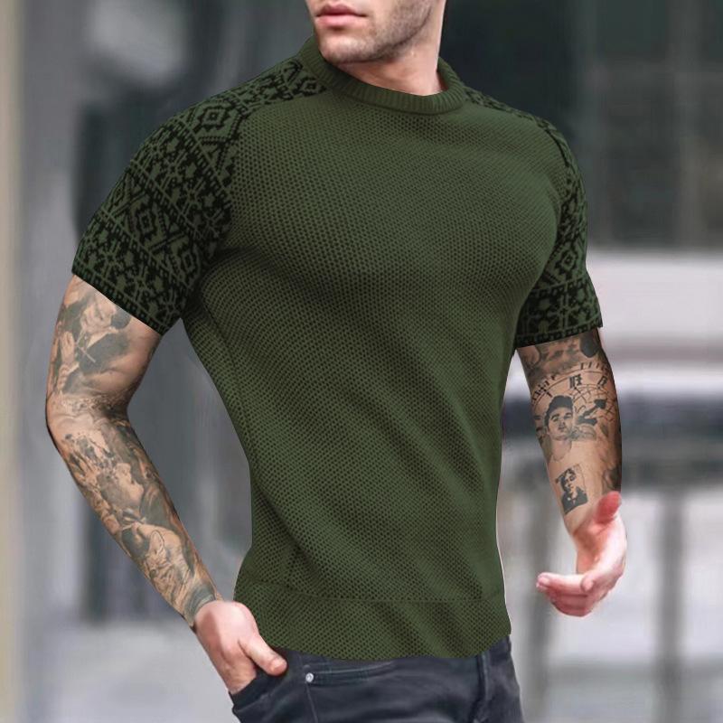 Camiseta de manga corta vintage color block waffle