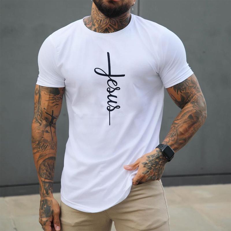t-shirt-vintage-manches-courtes-lettres-jesus
