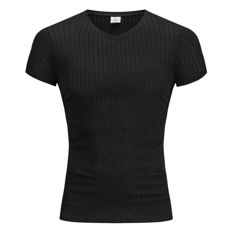 Camiseta de malla con cuello en V y manga corta estilo retro