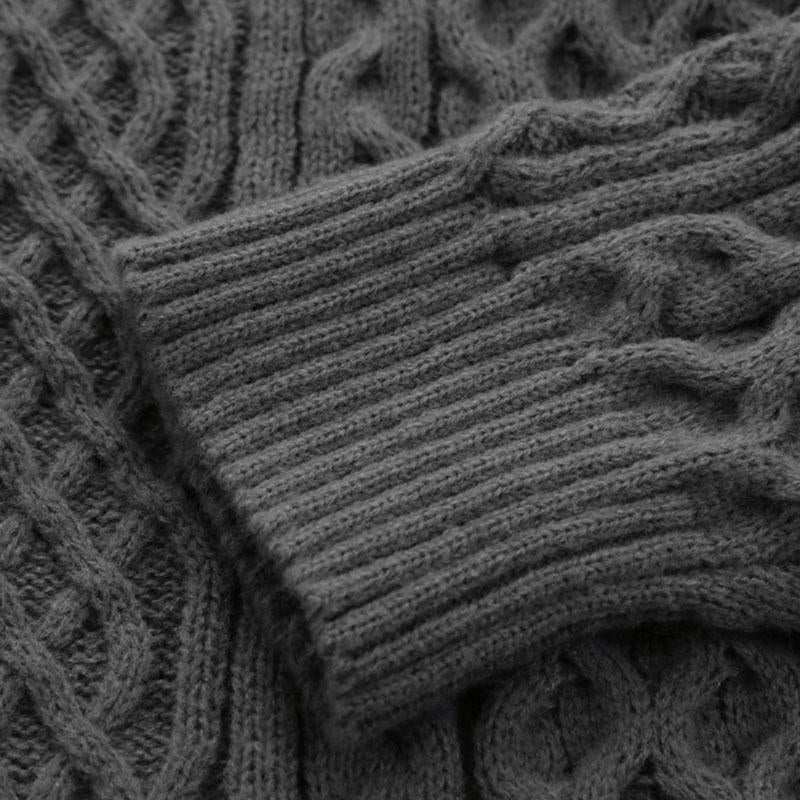 Suéter de punto de cable de cuello redondo Chic Vintage