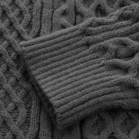 Suéter de punto de cable de cuello redondo Chic Vintage