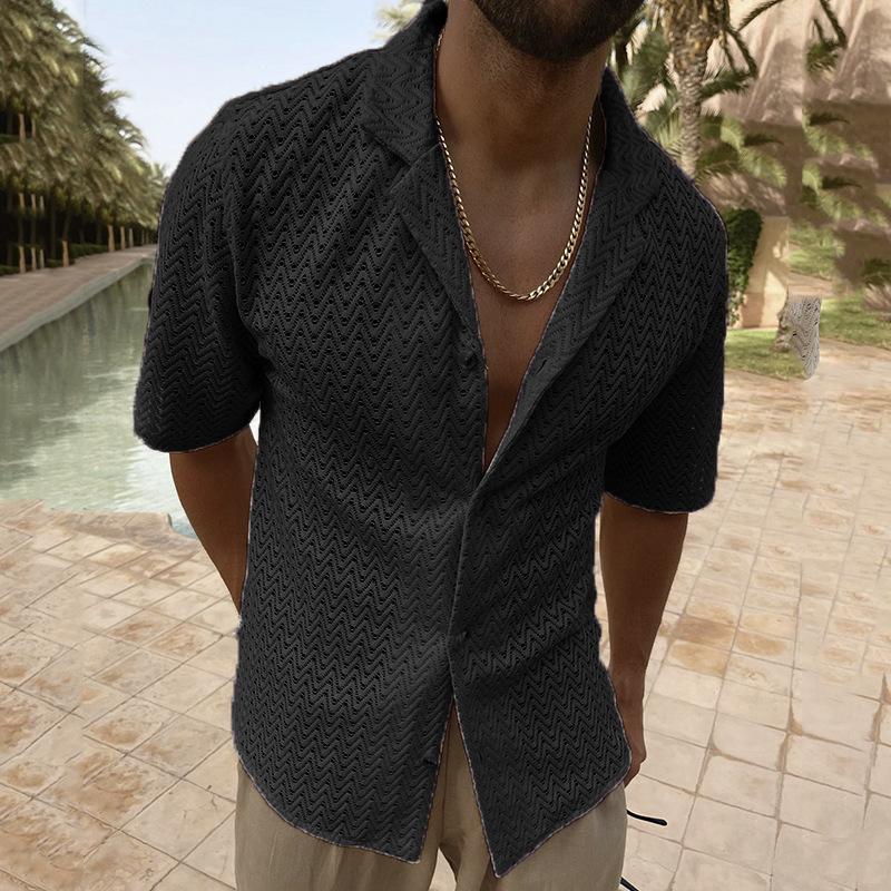 chemise-tricot-manches-courtes-revers-creux-vintage
