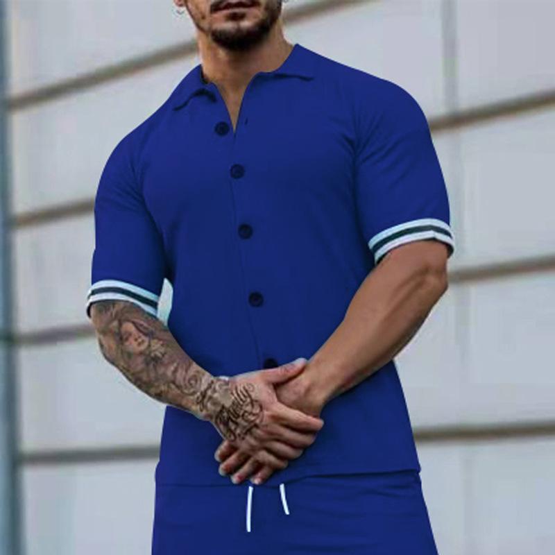 chemise-manches-courtes-poignets-rayes-vintage