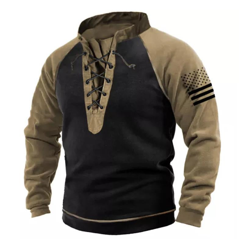 Sudadera con cordón y forro polar con estampado vintage