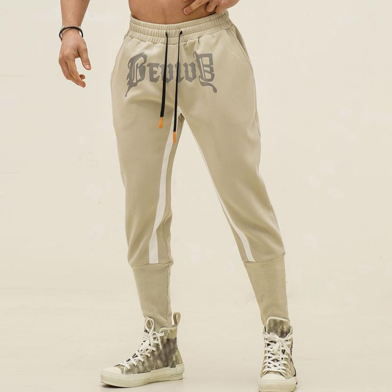 pantalon-sport-blocs-couleur-imprime-lettre-vintage