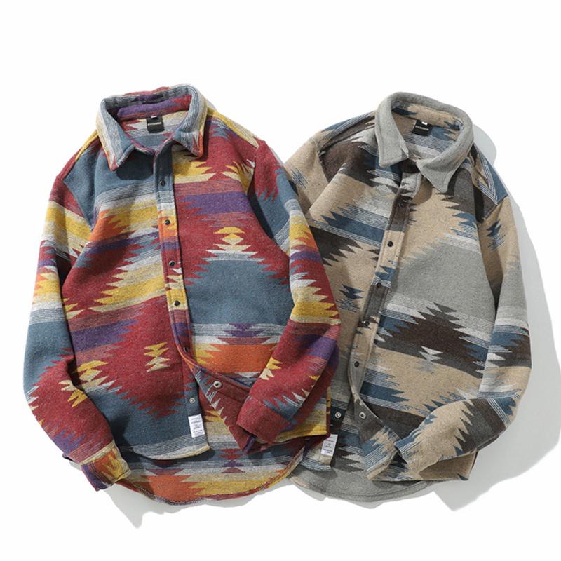 Chaqueta cepillada a cuadros con estampado vintage