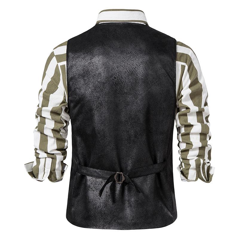 Chaleco de gamuza vintage con cuello en V
