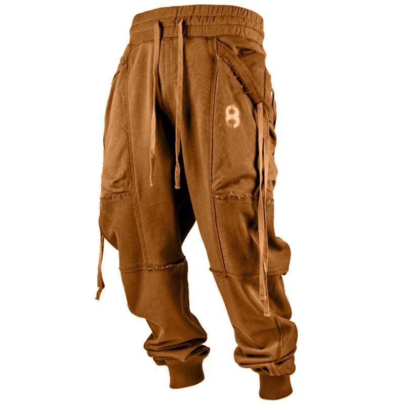 pantalon-decontracte-imprime-cordon-vintage