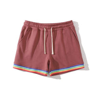 short-sport-coton-imprime-arc-en-ciel-vintage