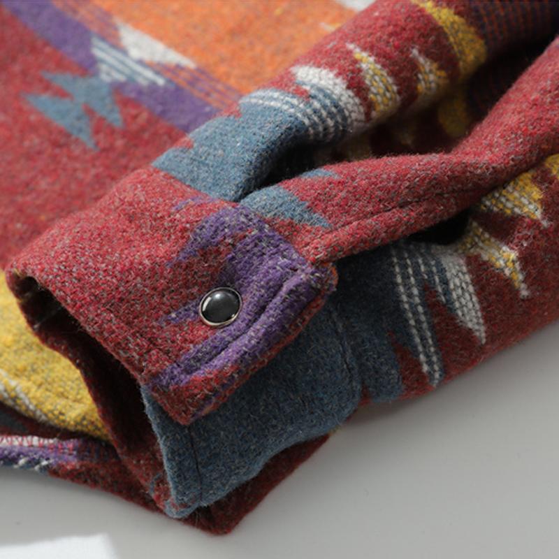 Chaqueta cepillada a cuadros con estampado vintage