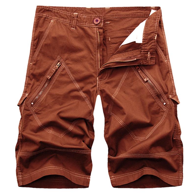 Pantalones cortos de carga vintage de color sólido para hombre