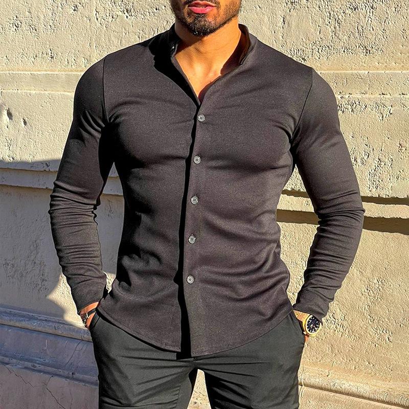chemise-manches-longues-couleur-unie-vintage