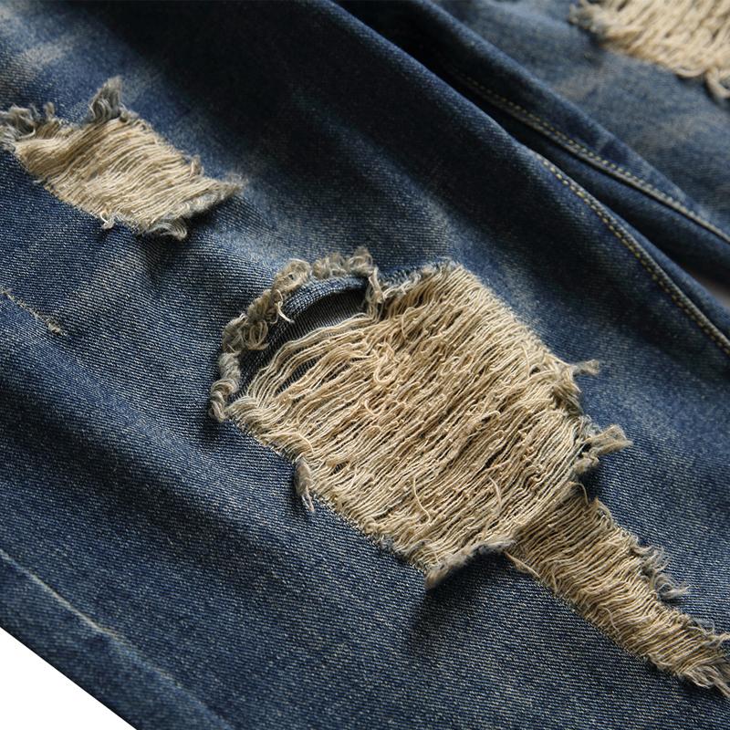 Shorts de mezclilla rotos vintage para hombre
