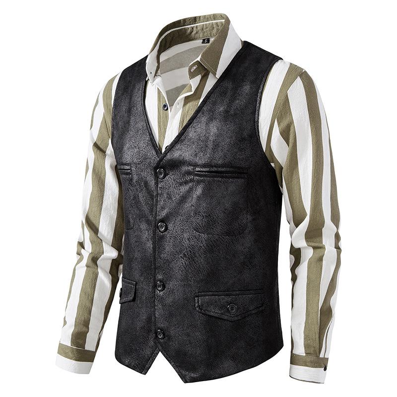 Chaleco de gamuza vintage con cuello en V