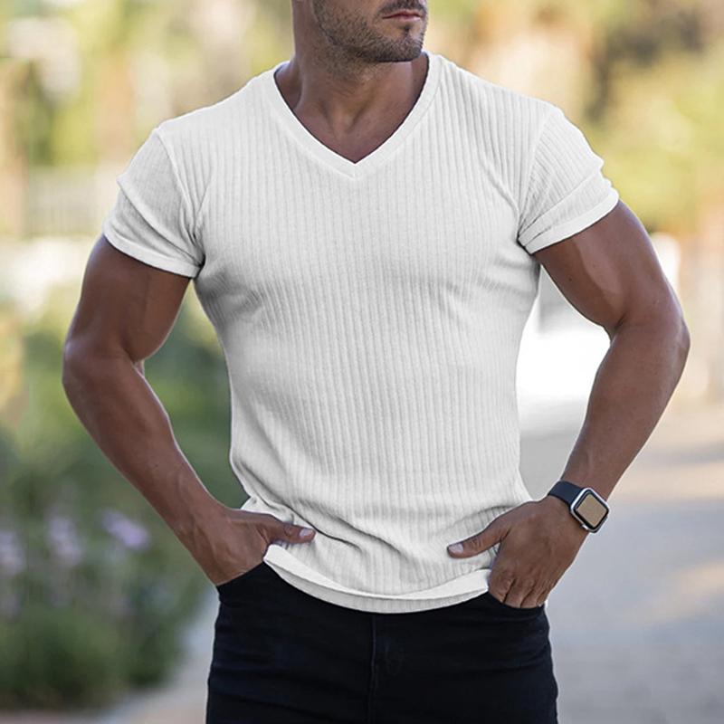 Camiseta de malla con cuello en V y manga corta estilo retro