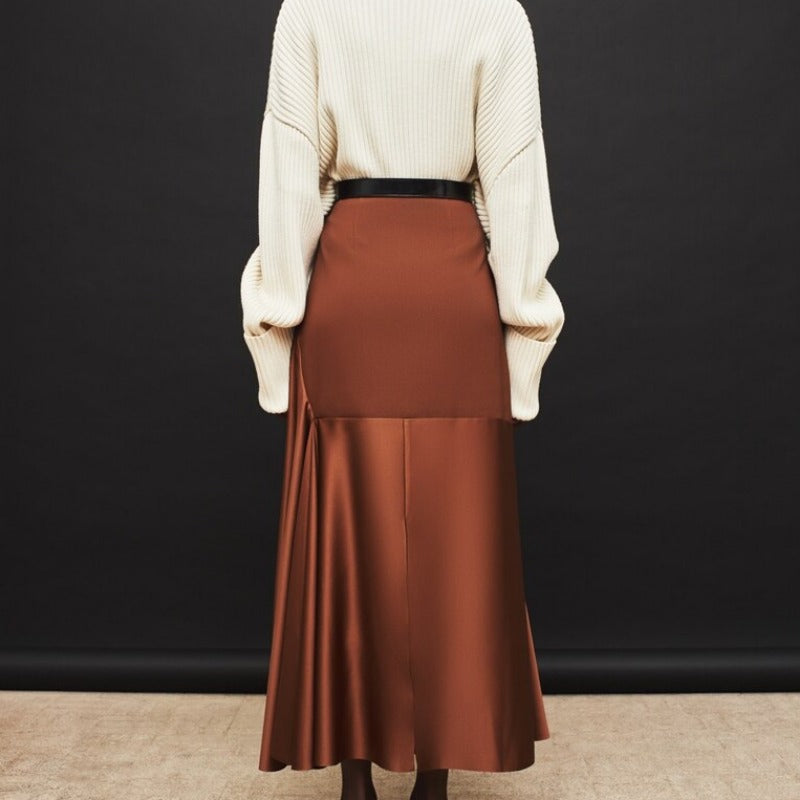 jupe-longue-vintage-satin-marron