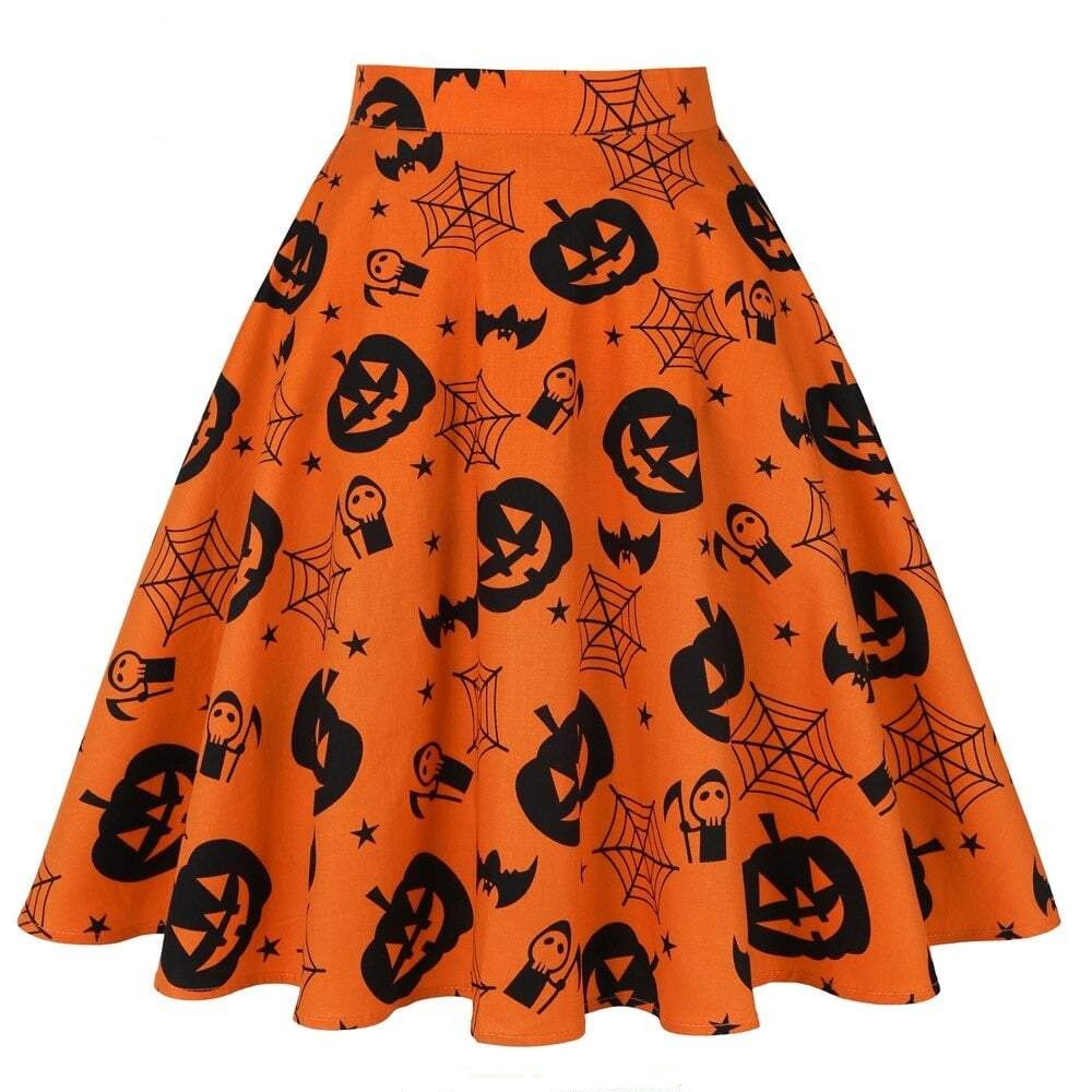 jupe-annee-80-orange-halloween-citrouille
