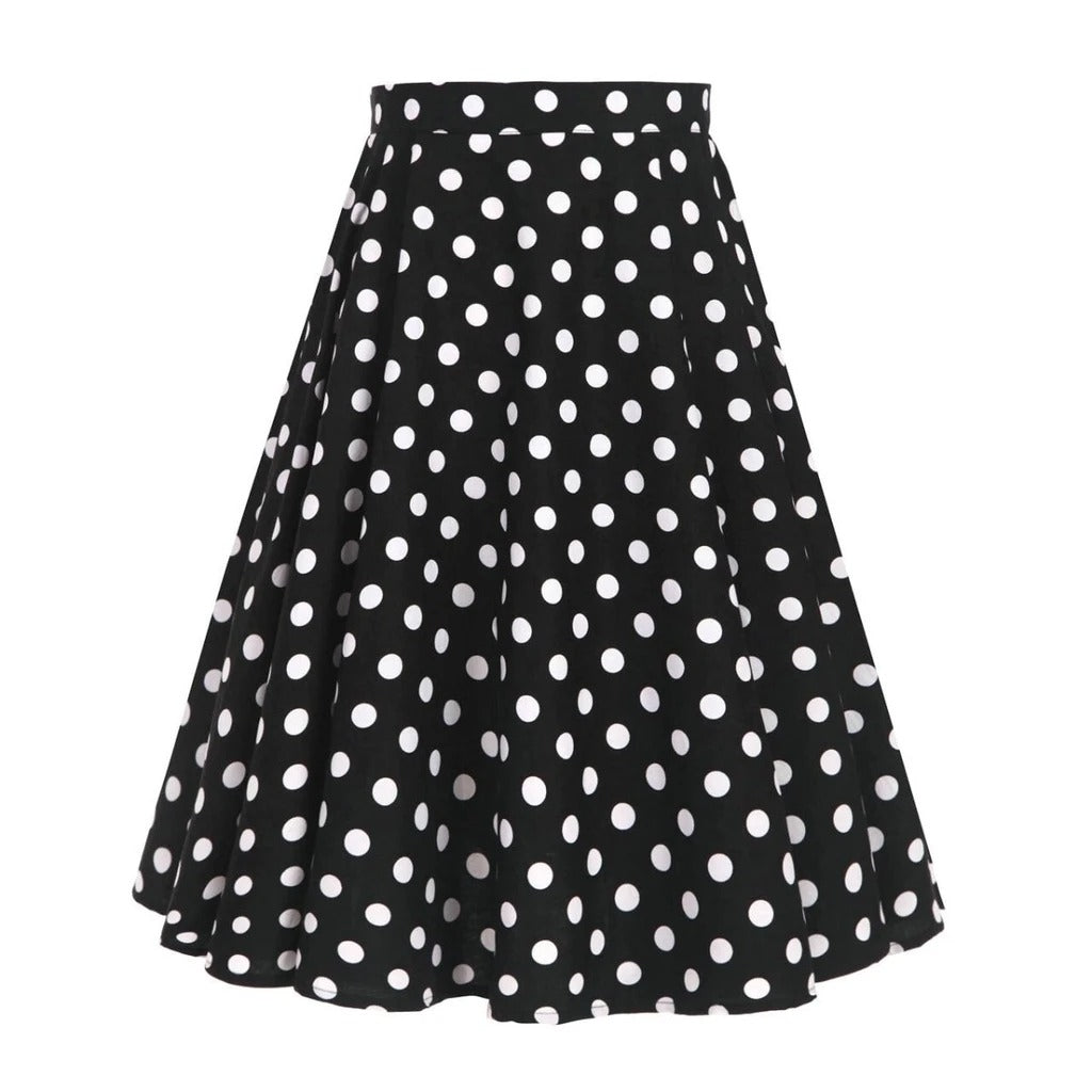 jupe-annee-80-noir-pois-blancs