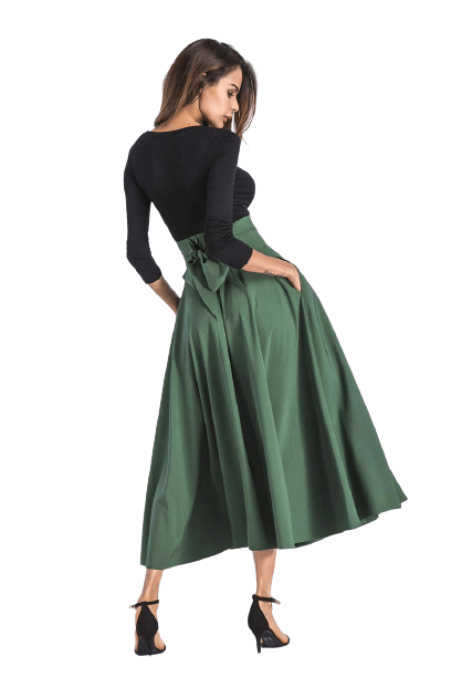 jupe-annee-80-longue-unicolore