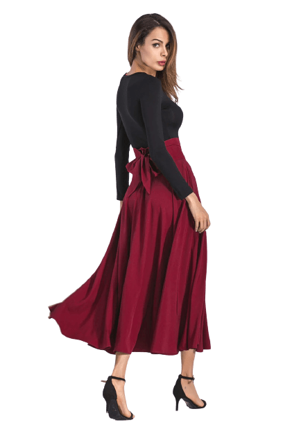 jupe-annee-80-longue-unicolore
