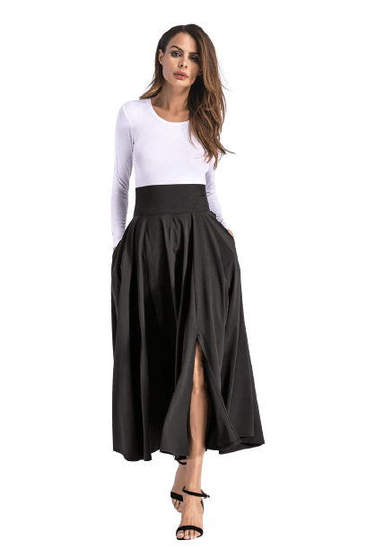 jupe-annee-80-longue-unicolore
