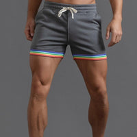 short-sport-coton-imprime-arc-en-ciel-vintage