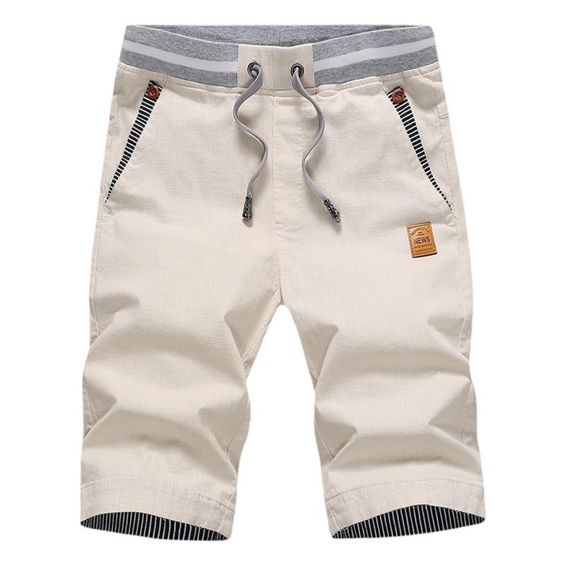 short-plage-coton-uni-taille-elastique-vintage