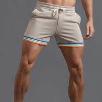 short-sport-coton-imprime-arc-en-ciel-vintage