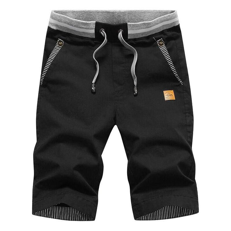 short-plage-coton-uni-taille-elastique-vintage