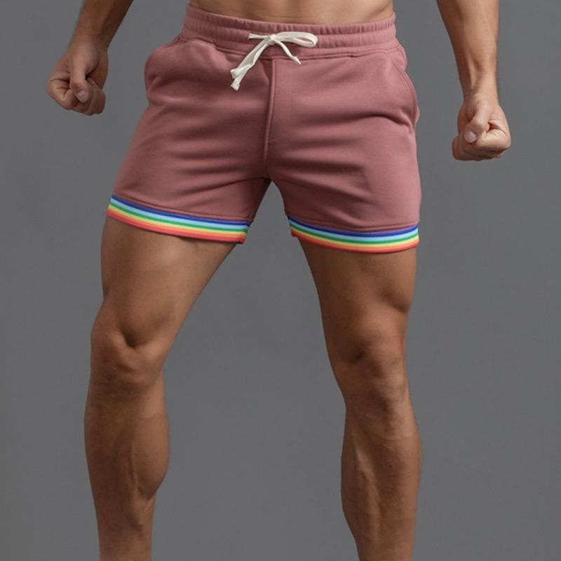 short-sport-coton-imprime-arc-en-ciel-vintage
