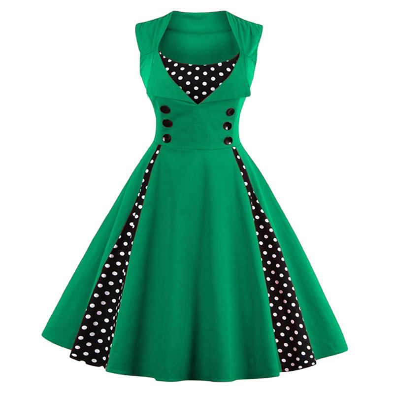 robe-ete-longue-vintage-annee-50-verte