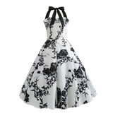 robe-annee-80-pin-up-fleurs-noires