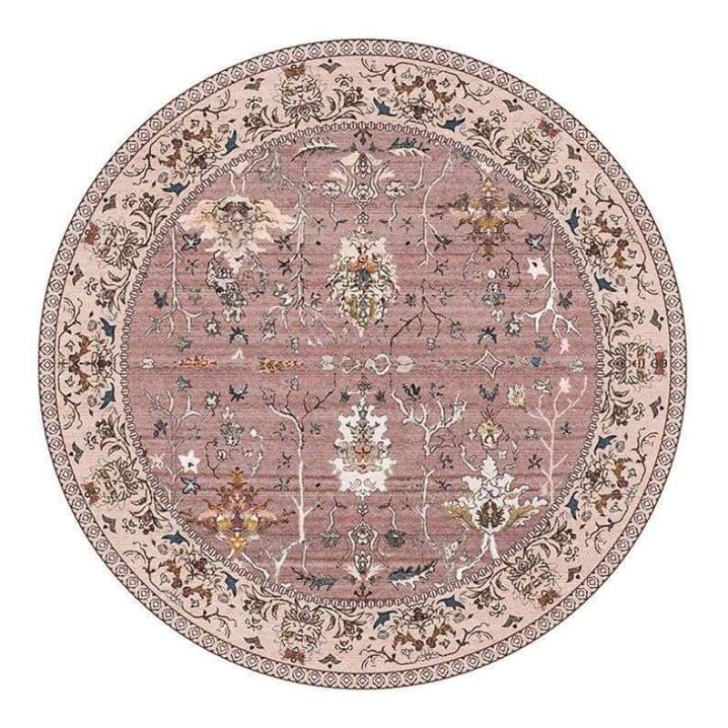 Alfombra redonda vintage con estampado floral